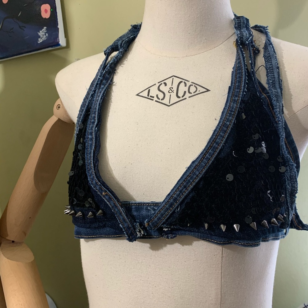 Custom Denim Bikini Top
